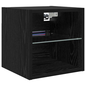 TV-Wandmöbel Set Schwarz Eichenoptik