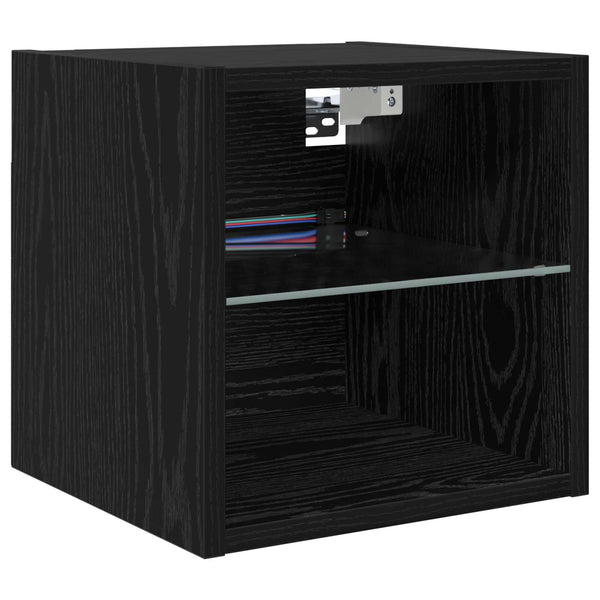 TV-Wandmöbel Set Schwarz Eichenoptik