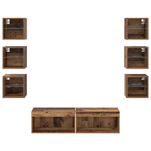 TV-Schrank Wandmontiert mit LED Altholz