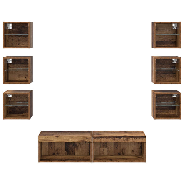 TV-Schrank Wandmontiert mit LED Altholz
