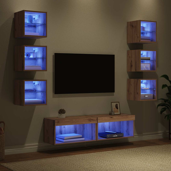 TV-Schrank Artisan-Eiche mit LED-Beleuchtung