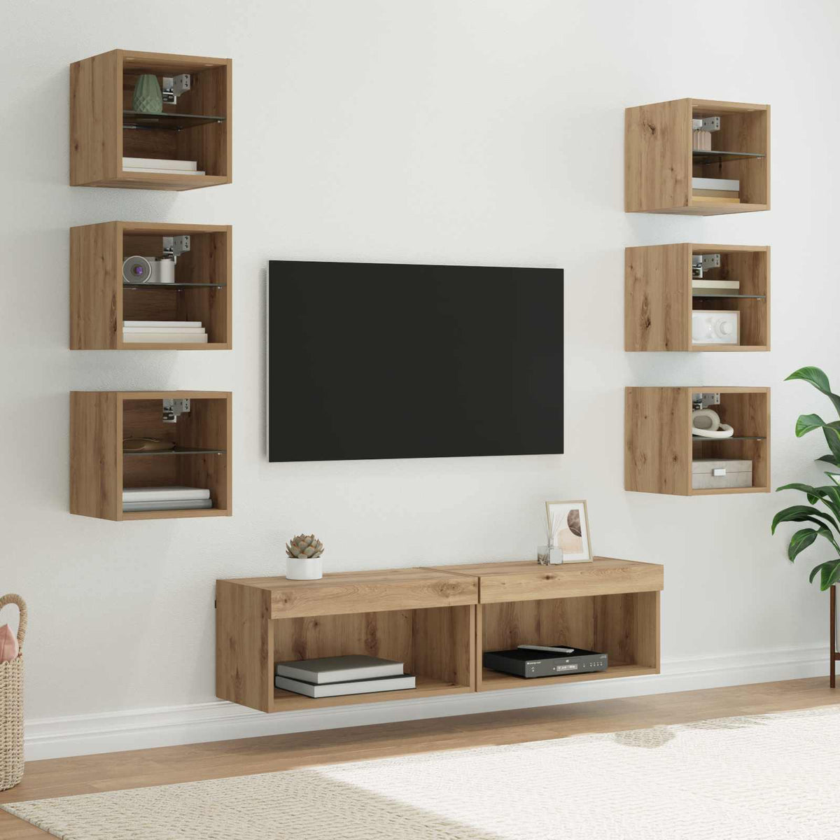 TV-Schrank Artisan-Eiche mit LED-Beleuchtung