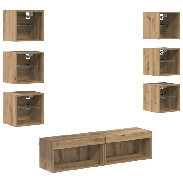TV-Schrank Artisan-Eiche mit LED-Beleuchtung
