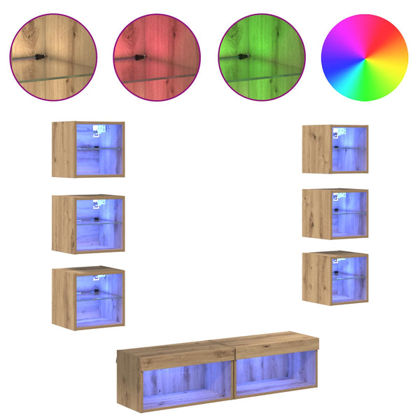 TV-Schrank Artisan-Eiche mit LED-Beleuchtung