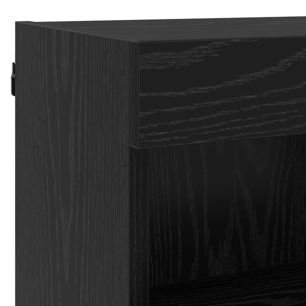 TV-Schrank mit LED Schwarz Eichenoptik