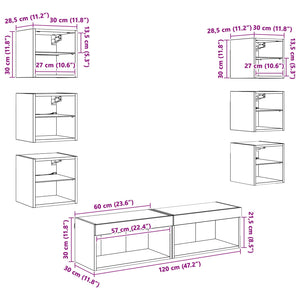 TV-Schrank mit LED Schwarz Eichenoptik