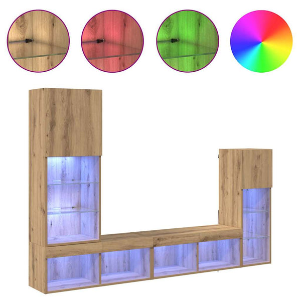 TV-Wandregal Set Artisan-Eiche 4-teilig
