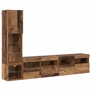 vidaXL TV Wall Units with LED Wall Mounted 4 pcs Reclaimed Wood Engineered Wood