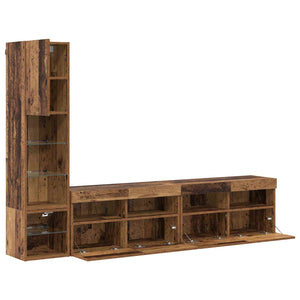vidaXL TV Wall Units with LED Wall Mounted 4 pcs Reclaimed Wood Engineered Wood