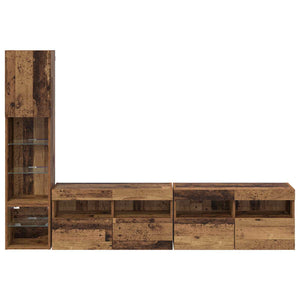 vidaXL TV Wall Units with LED Wall Mounted 4 pcs Reclaimed Wood Engineered Wood