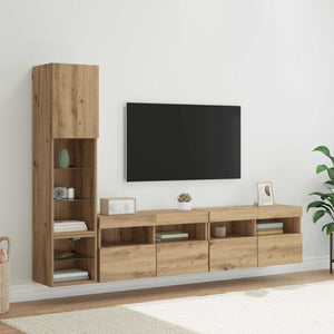 vidaXL TV Wall Units with LED 4 pcs Artisan Oak Engineered Wood