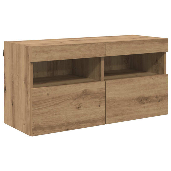 vidaXL TV Wall Units with LED 4 pcs Artisan Oak Engineered Wood
