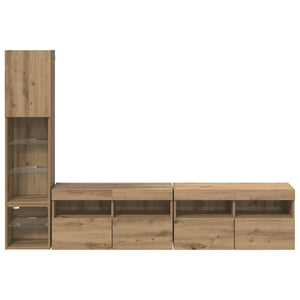 vidaXL TV Wall Units with LED 4 pcs Artisan Oak Engineered Wood