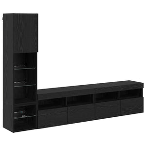 vidaXL LED TV Wall Units 4 pcs Black Oak Look Engineered Wood
