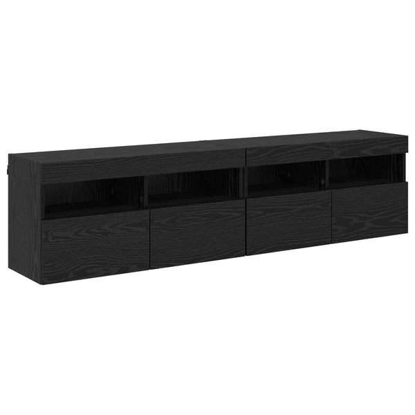 vidaXL LED TV Wall Units 4 pcs Black Oak Look Engineered Wood