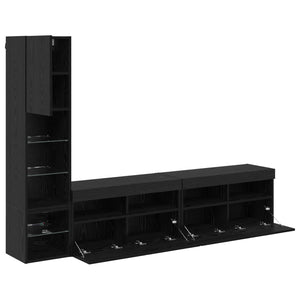 vidaXL LED TV Wall Units 4 pcs Black Oak Look Engineered Wood