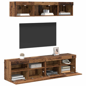 vidaXL TV Wall Units with LED 5 pcs Reclaimed Wood 80 x 30 x 40 cm