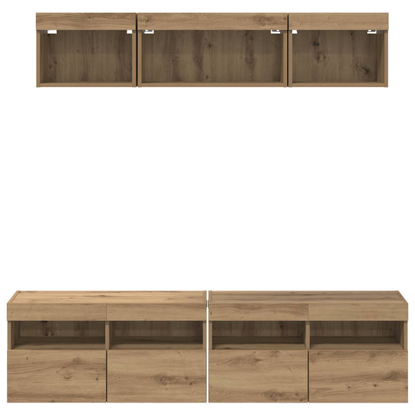 vidaXL TV Wall Units with LED 5 pcs Artisan Oak 80 x 30 x 40 cm