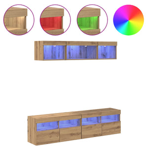 vidaXL TV Wall Units with LED 5 pcs Artisan Oak 80 x 30 x 40 cm