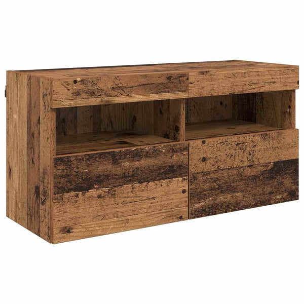 vidaXL TV Wall Units with LED 5 pcs Reclaimed Wood 40.5 x 30 x 90 cm