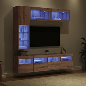 vidaXL TV Cabinet with LED 7 pcs Artisan Oak Engineered Wood