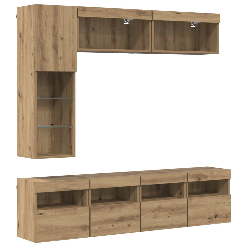 vidaXL TV Cabinet with LED 7 pcs Artisan Oak Engineered Wood