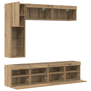 vidaXL TV Cabinet with LED 7 pcs Artisan Oak Engineered Wood