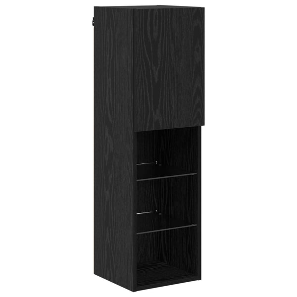 vidaXL TV Cabinets with LED 7 pcs Black Oak Effect Engineered Wood
