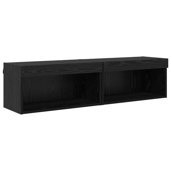 vidaXL TV Cabinets with LED 7 pcs Black Oak Effect Engineered Wood