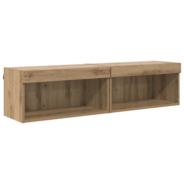 vidaXL TV Wall Shelf Set with LED 6 pcs Artisan Oak Engineered Wood