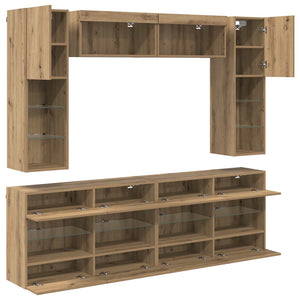vidaXL TV Wall Shelf Set with LED 6 pcs Artisan Oak Engineered Wood