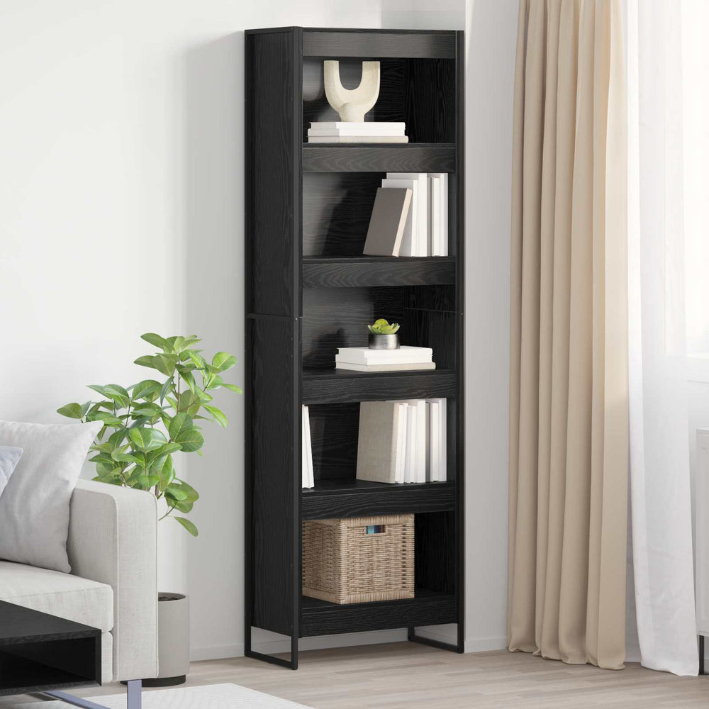 vidaXL Bookcase 2 pcs Black Oak Look 60 x 30 x 189.5 cm