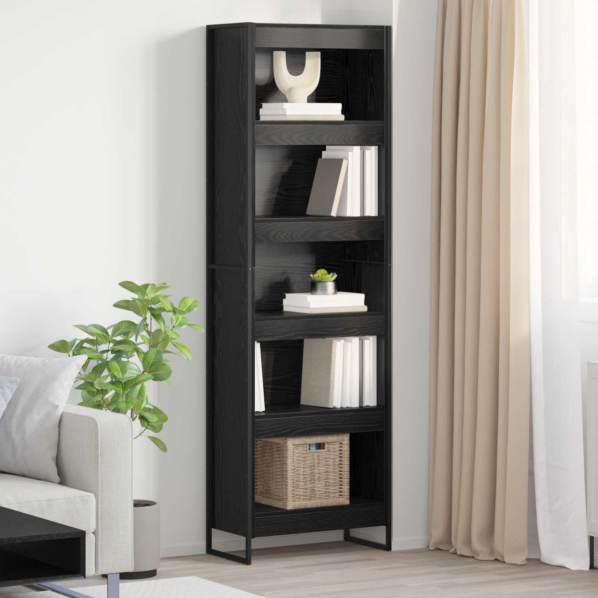 vidaXL Bookcase 2 pcs Black Oak Look 60 x 30 x 189.5 cm