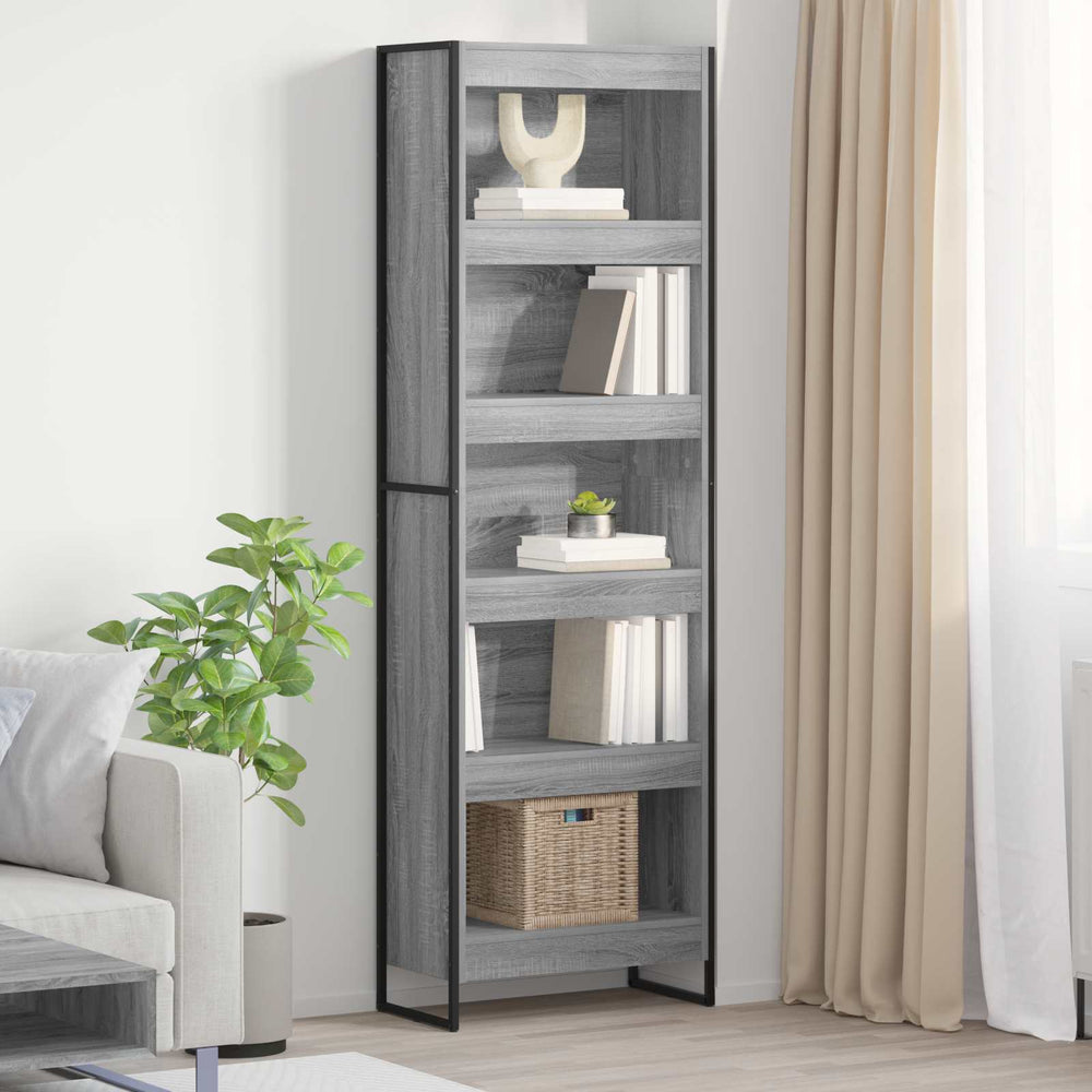 vidaXL Bookcase 2 pcs Sonoma Grey 60 x 30 x 189.5 cm