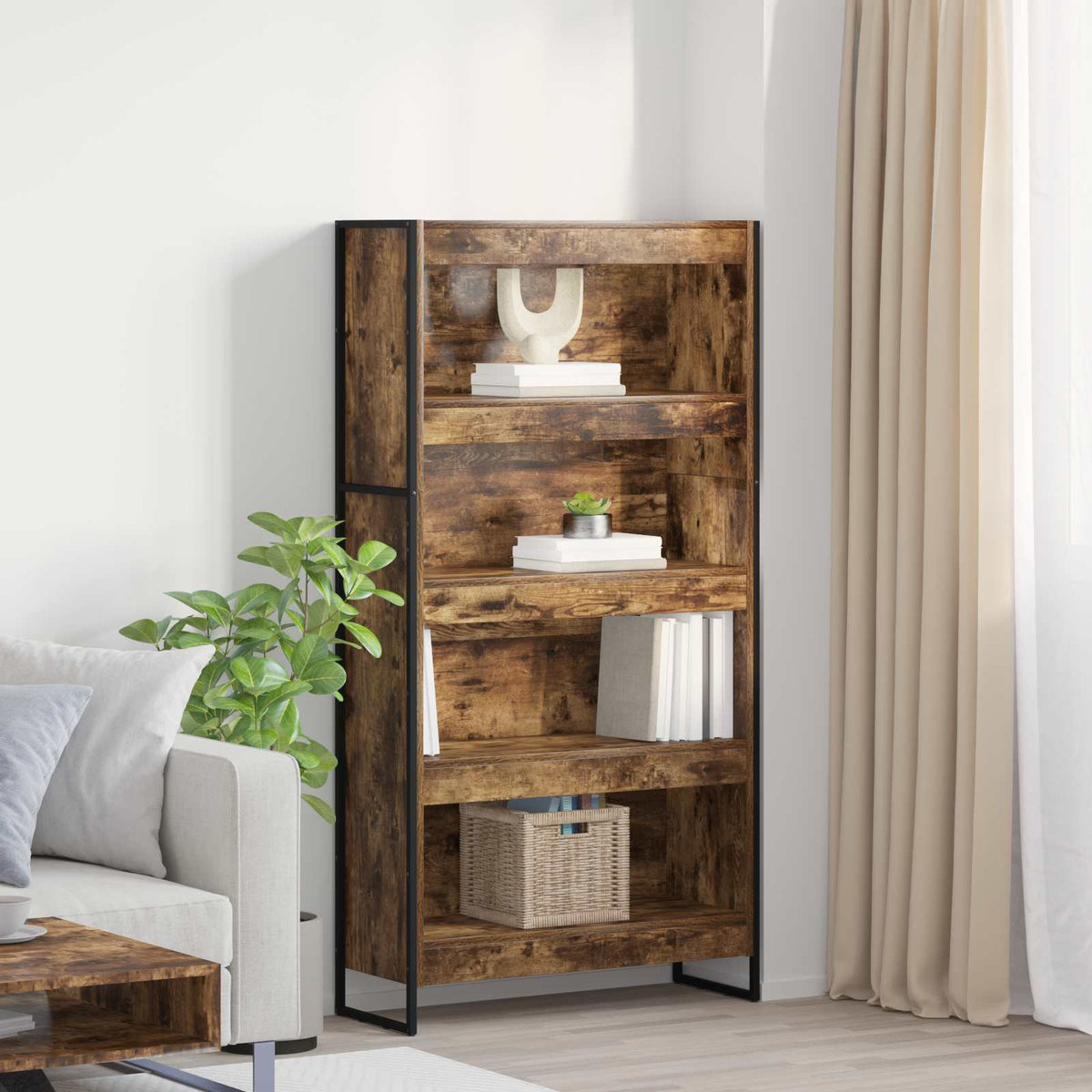 vidaXL Bookcase 2 pcs Smoked Oak 80 x 30 x 155 cm Engineered Wood