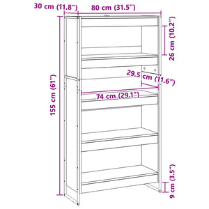 vidaXL Bookcase 2 pcs Smoked Oak 80 x 30 x 155 cm Engineered Wood