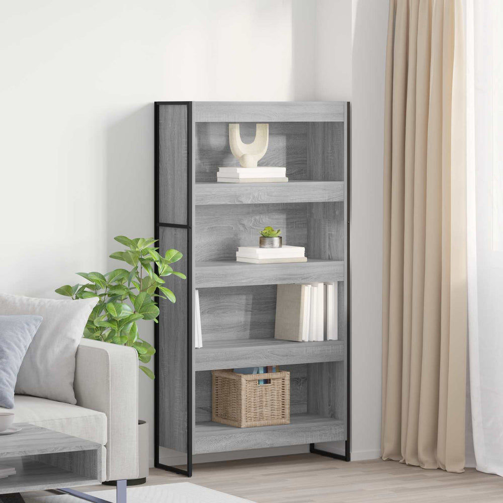 vidaXL Bookcase 2 pcs Sonoma Grey 80 x 30 x 155 cm Engineered Wood