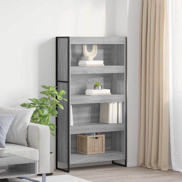 vidaXL Bookcase 2 pcs Sonoma Grey 80 x 30 x 155 cm Engineered Wood