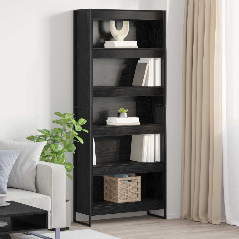 vidaXL Bookcase 2 pcs Black Oak Look 80 x 30 x 189.5 cm