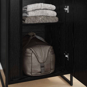 vidaXL Wardrobe with Door 2 pcs Black Oak Look 50 x 50 x 200 cm
