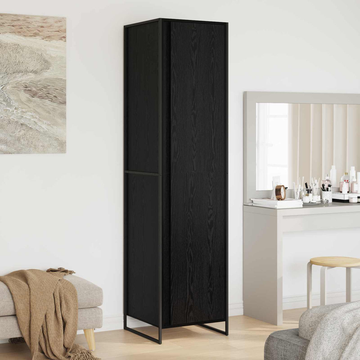 vidaXL Wardrobe with Door 2 pcs Black Oak Look 50 x 50 x 200 cm