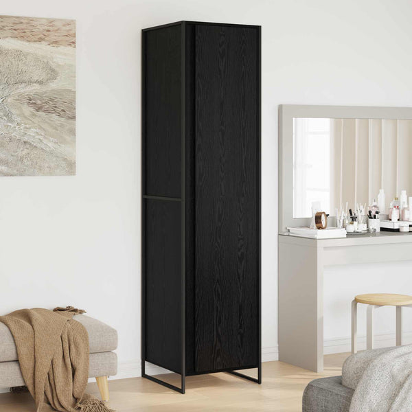 vidaXL Wardrobe with Door 2 pcs Black Oak Look 50 x 50 x 200 cm
