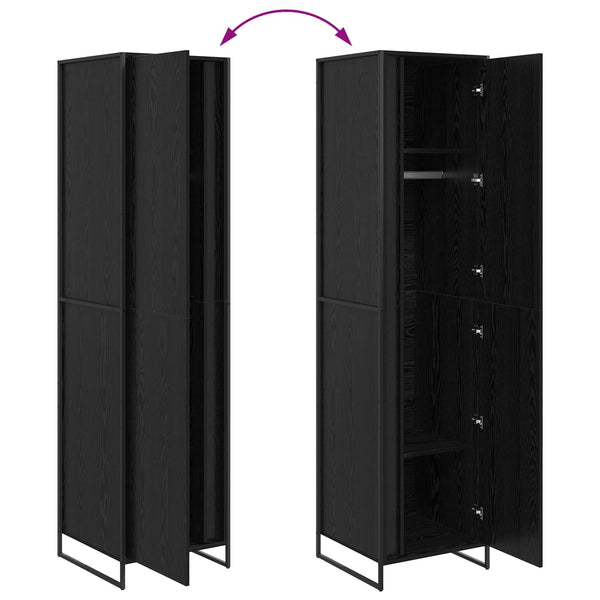vidaXL Wardrobe with Door 2 pcs Black Oak Look 50 x 50 x 200 cm