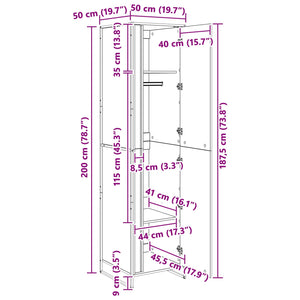vidaXL Wardrobe 2 pcs Sonoma Grey 50 x 50 x 200 cm Engineered Wood
