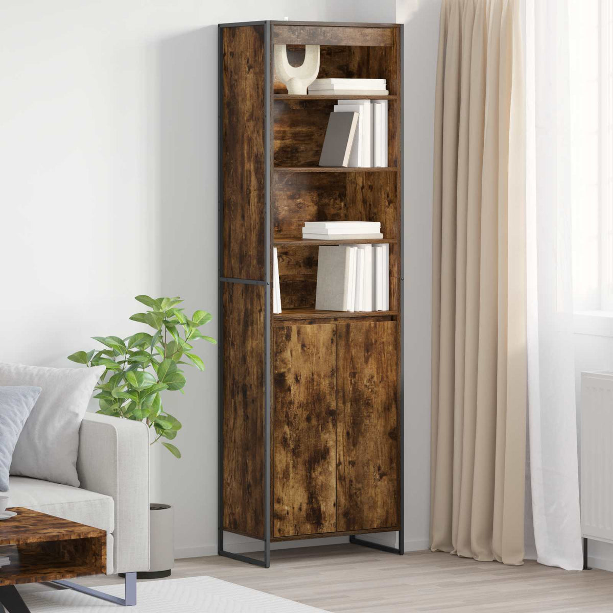 vidaXL Tall Cabinets Smoke Oak 60 x 36 x 200 cm Engineered Wood