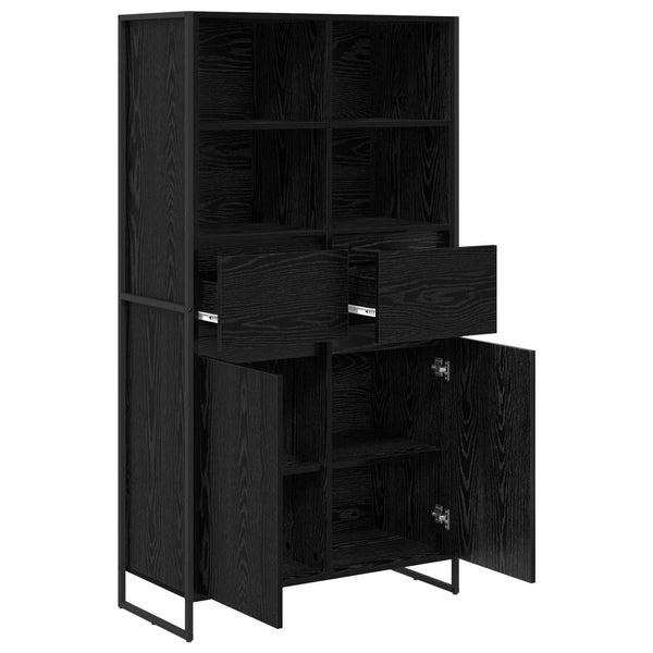vidaXL Sideboard 2 pcs Black Oak Look 81 x 36 x 150.5 cm