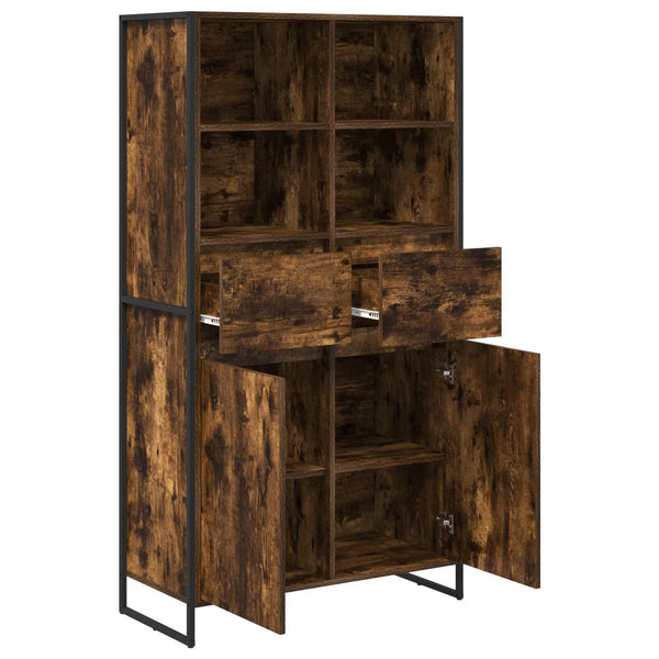 vidaXL Sideboard 2 pcs Smoked Oak 81 x 36 x 150.5 cm Engineered Wood