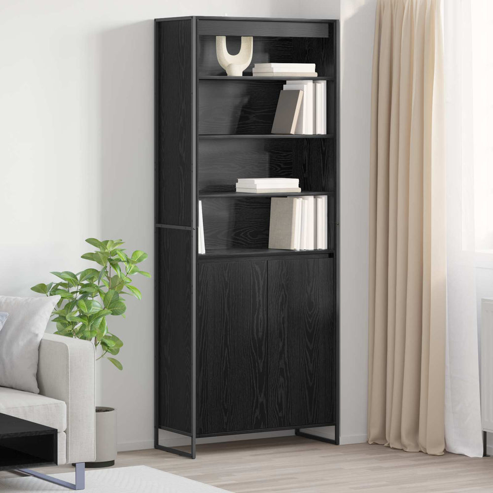 Hoher Schrank, Schwarz Eiche, 79x36x200 cm