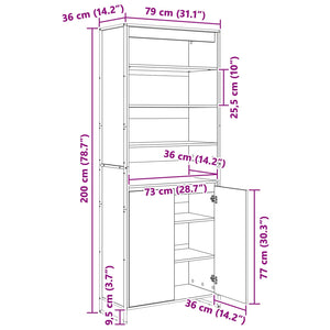 Hoher Schrank Raucharbe 79x36x200cm