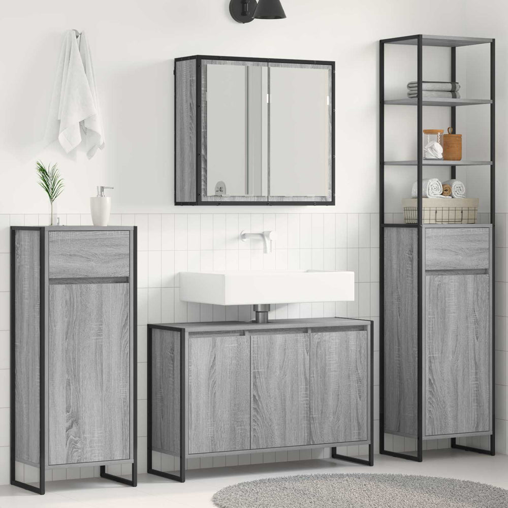Badezimmermöbel Set Grau Sonoma